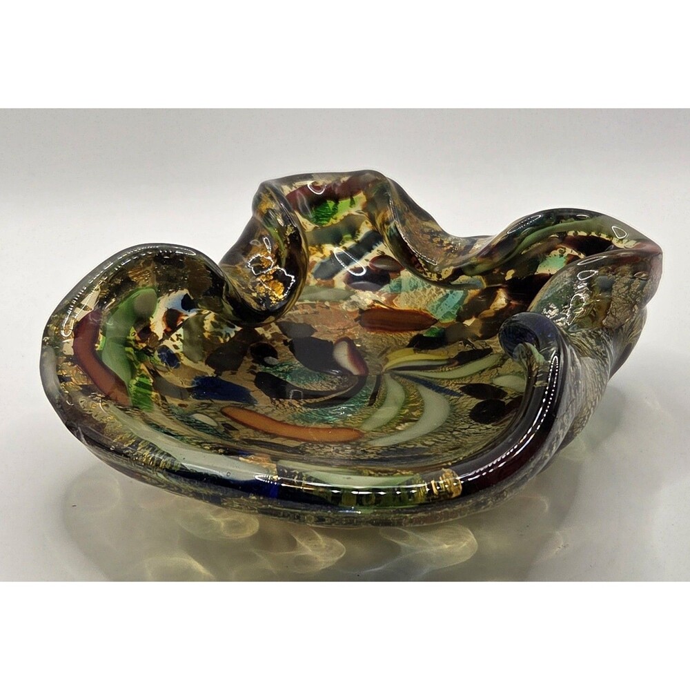Vtg Murano AVEM Tutti Frutti Art Glass Bowl Dino Martens Italy 1950s CHIPPED